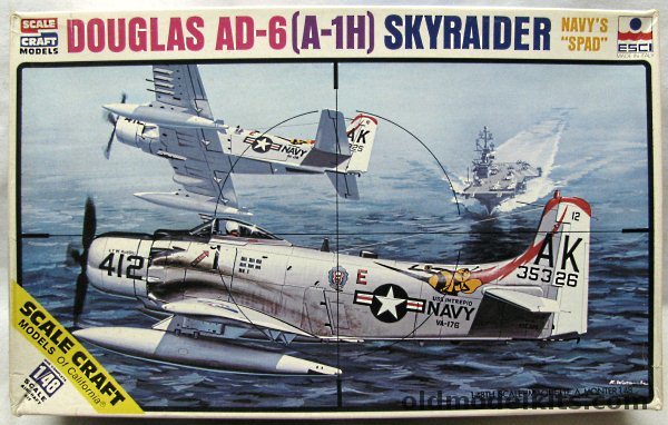 ESCI 1/48 Douglas AD-6 (A-1H) Skyraider - USS Intrepid or USS Midway-Vietnam, SC-4045 plastic model kit